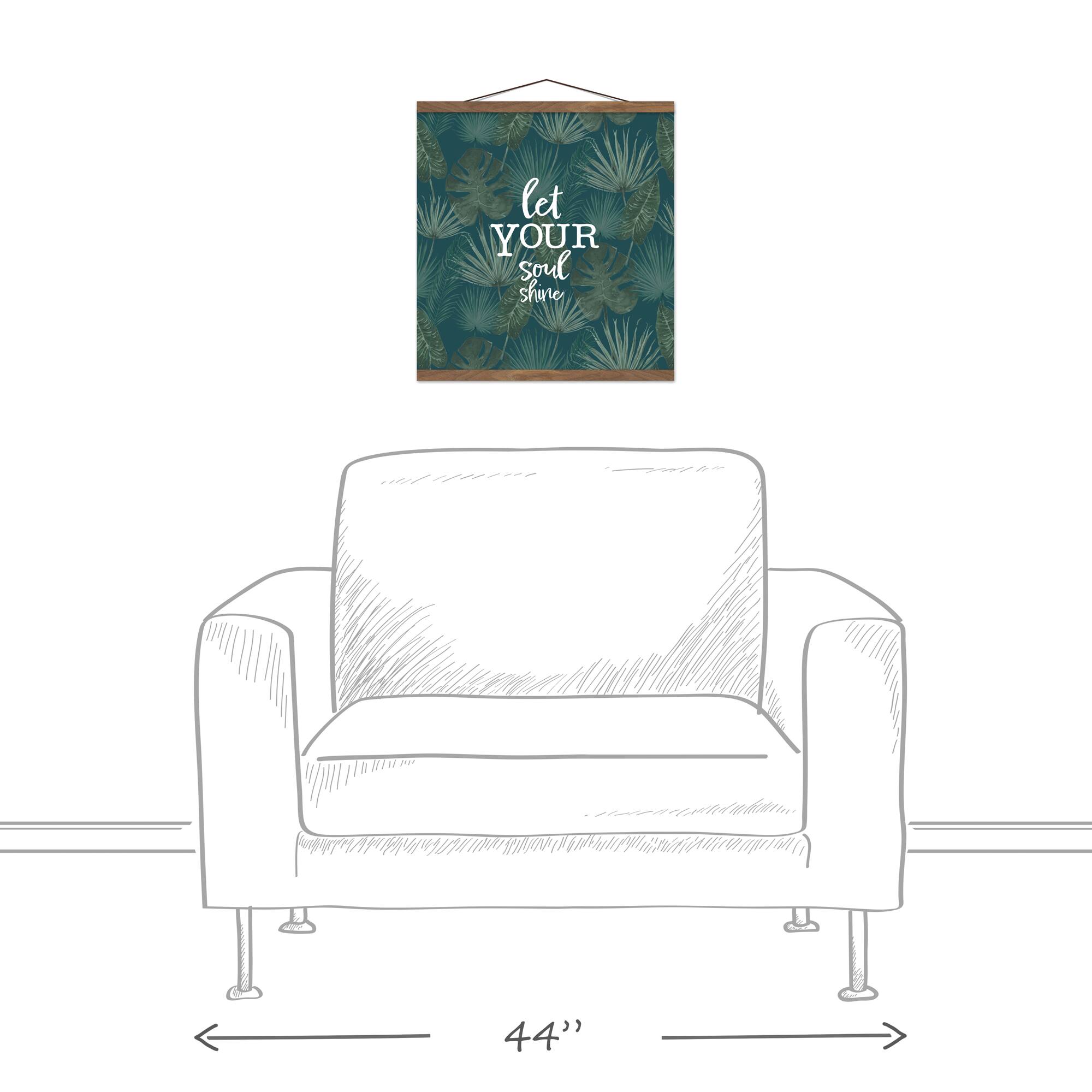 Let Your Soul Shine Tropical Palm Teak Hanging Canvas